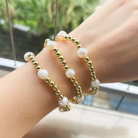 10pcs fashion gold color beads pearl charm beaded bracelets set for women charm party jewelry gift elastic