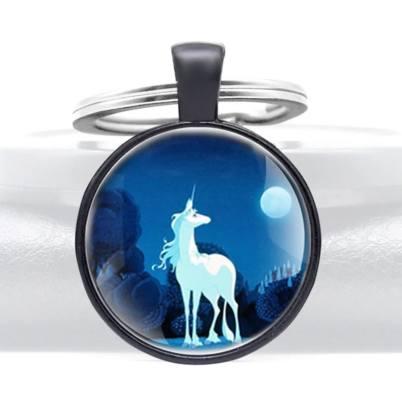 

Unicorn Symbol Glass Dome key Chain Jewelry Key Rings Fashion Accessories Gift
