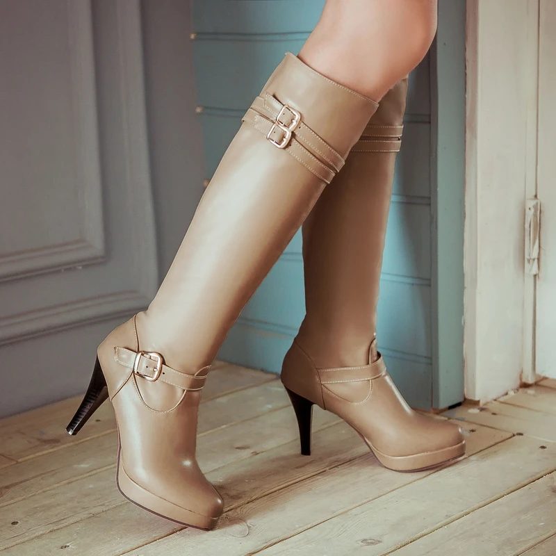 FXYCMMCQ Size 34-44 Winter Style Leather Belt Buckle with Heel and Round Head for Women's Shoes 1-7