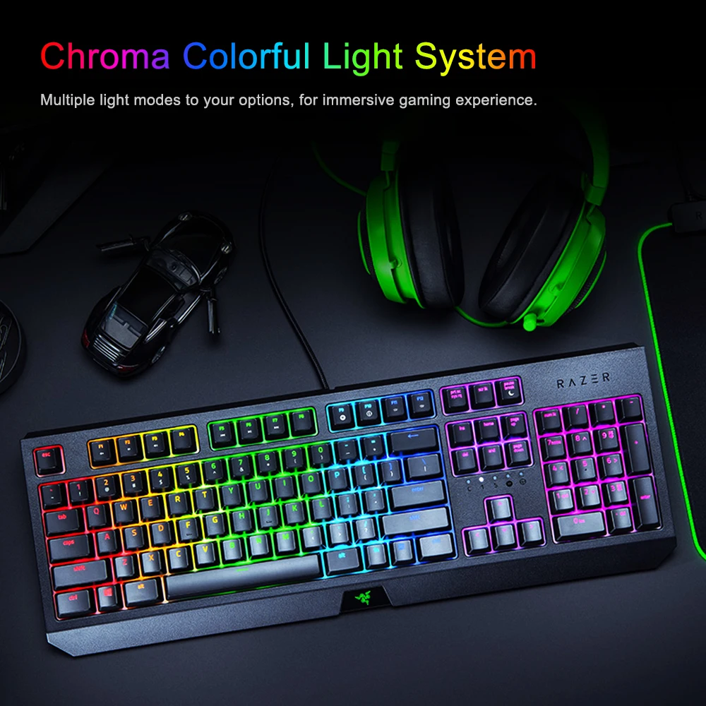 Механическая клавиатура Razer blackвстроенная с 2019 клавишами RGB и зелеными