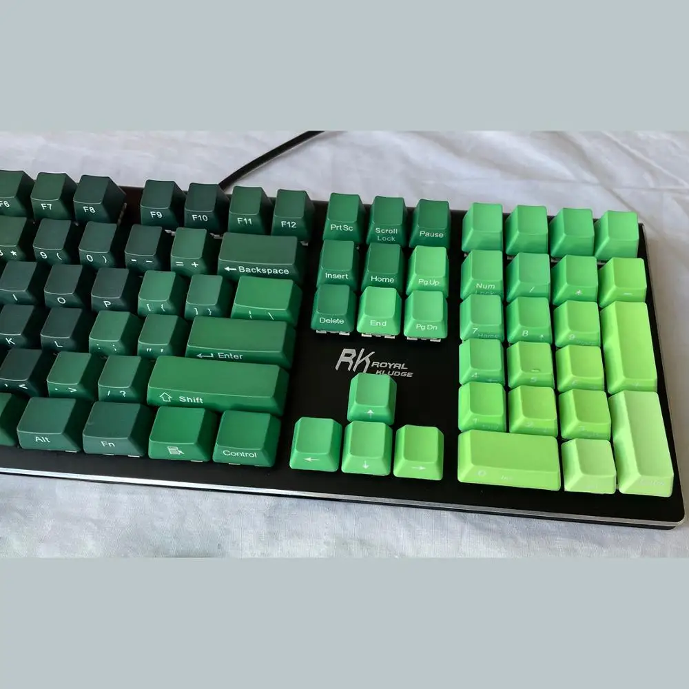 Колпачки клавиш с переключением цвета Зеленый Джунгли PBT 87 108 OEM профиль ANSI ISO