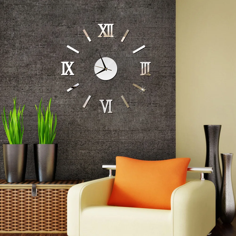 

Mini Home Wall Clock 3D DIY Acrylic Mirror Stickers For Home Decoration Living Room Quartz Needle Self Adhesive Hanging Watch