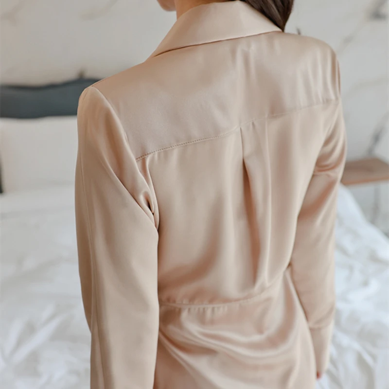 

Autumn Korean Style Turn-Down Collar Long Sleeve Shirt Dress 2020 New Women Casual Solid Color Pleated Mid-Calf Dress