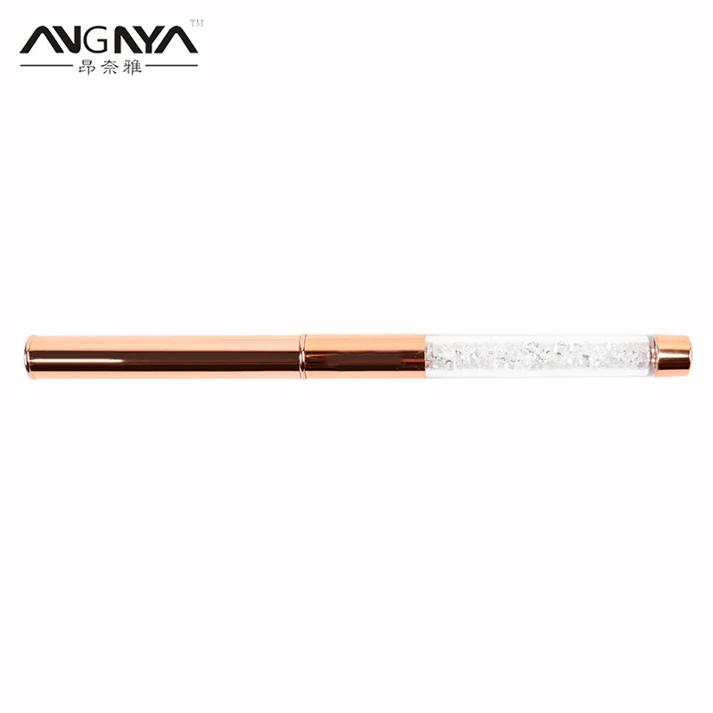 

ANGNYA New 1Pcs Nail Art Brush Painting Drawing Carving 6# Flat Pen Builder Acrylic UV Gel Polish Rhinestone Handle Tips Design