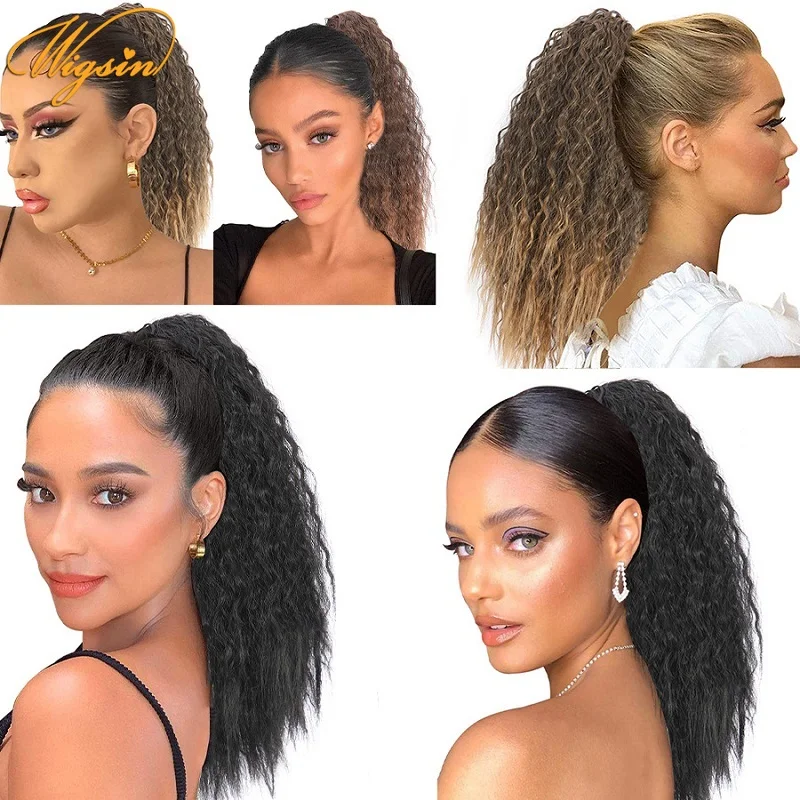 WIGSIN Короткие афро кудрявый синтетический шнурок конский хвостик натуральные