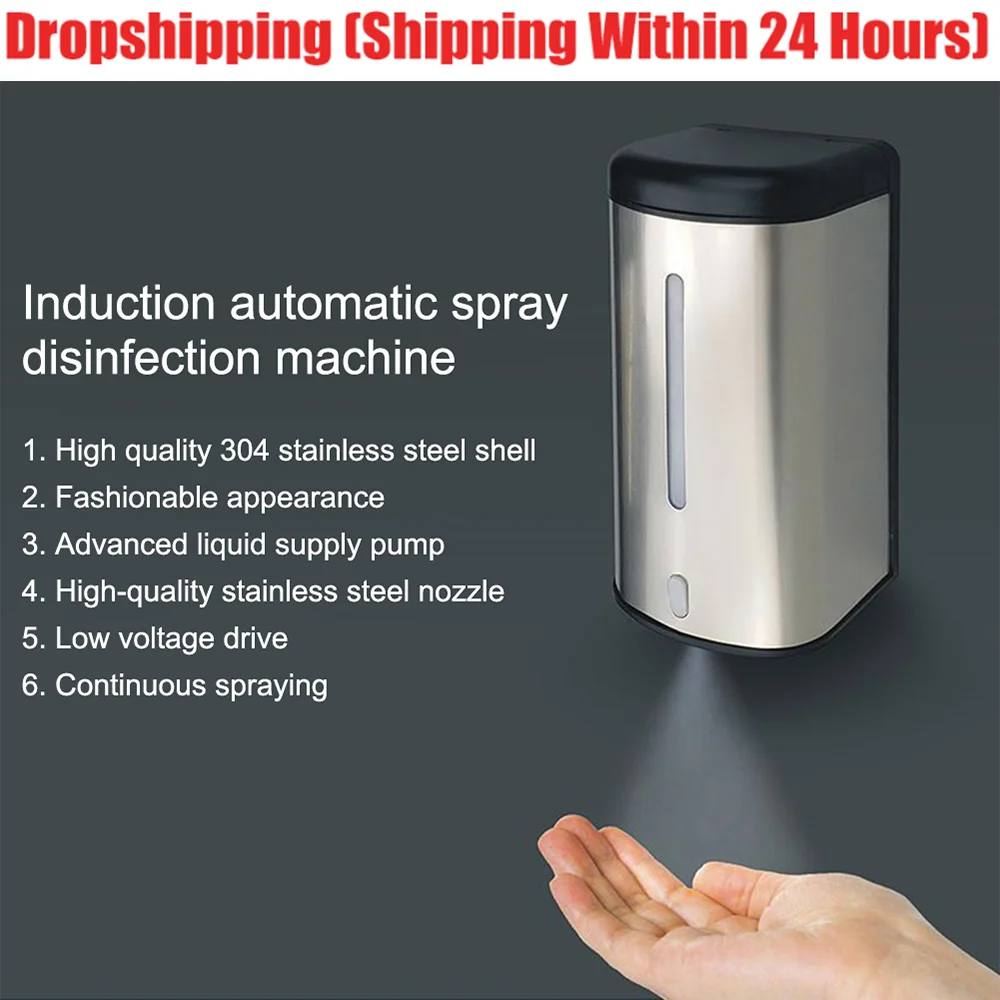 

600ML Automatic Sprayer Soap Dispenser Touchless Sensor Hand Sanitizer Detergent Dispenser Wall Mounted For Bathroom Kitchen