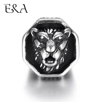stainless steel beads 8mm large hole lion ring shaped sliders for leather bracelet making jewelry diy supplies animal bead