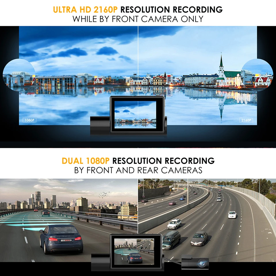 Jimi JC02 WiFi 4K Автомобильный видеорегистратор Ультра 2160P 60fps gps ADAS DVR камера рекордер 3