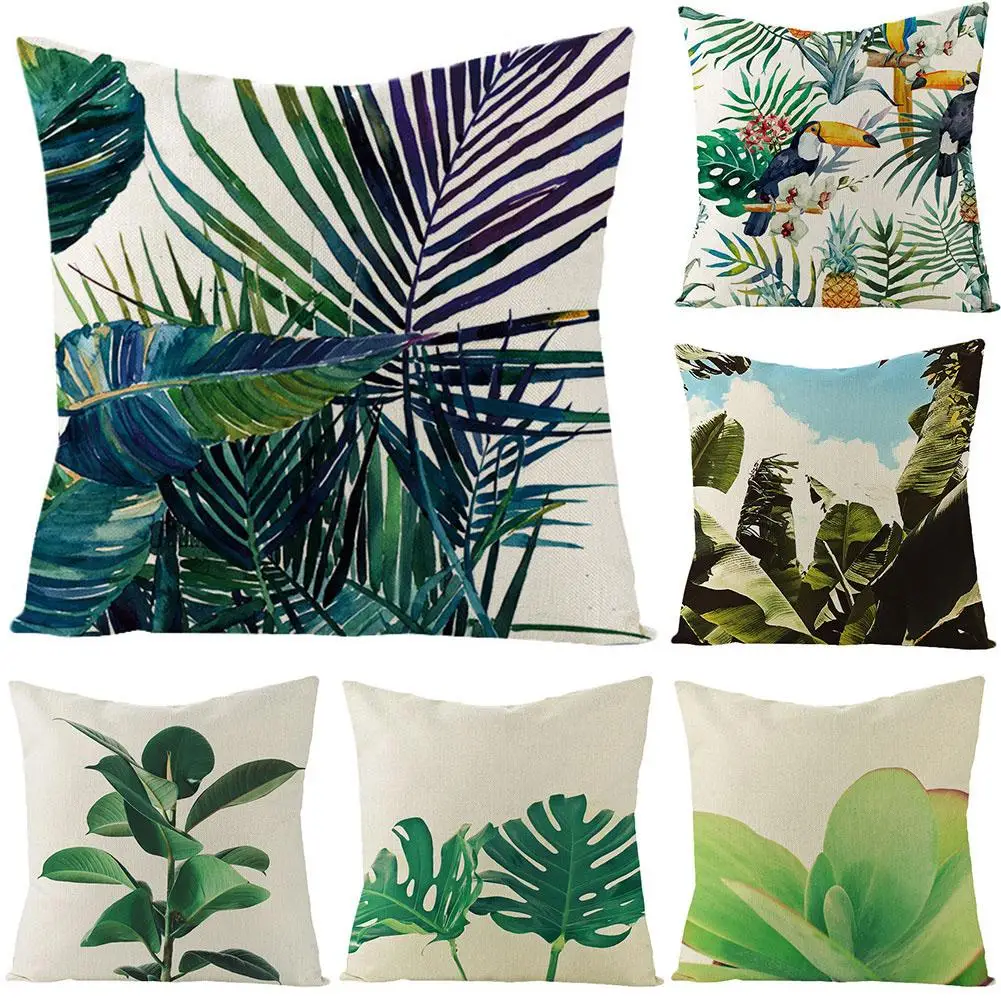 Съемная льняная наволочка птица цветок банан лист подушки на кровать диван
