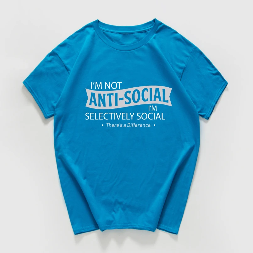Женская винтажная хлопковая Футболка I am not anti social размера плюс летняя уличная
