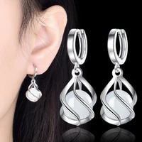 elegant round opal cubic zirconia drop earrings 925 sterling silver trendy gift women jewelry brincos female