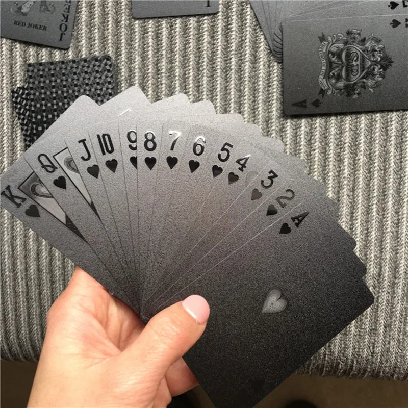 Пластиковые ПВХ покер водонепроницаемые черные игральные карты игры игрушки для