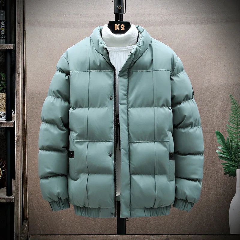 

Новая зимняя мужская парка с воротником-стойкой, однотонное пальто, ветрозащитная теплая куртка, толстые куртки на молнии, пальто, пальто из...