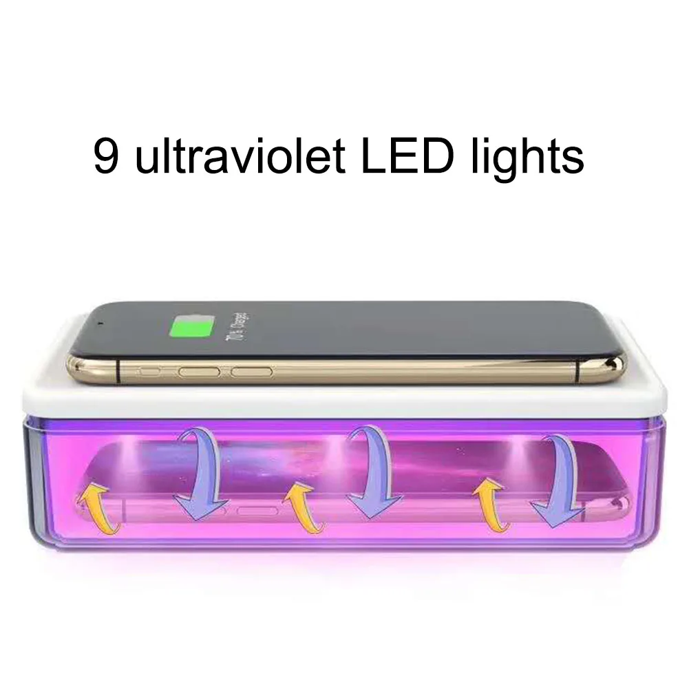 

Fast Wireless Charger can UV Cell Phone Sanitizer Sanitizing Box for iPhone Samsung Huawei Tableware Eyeglasses Jewelry Tools