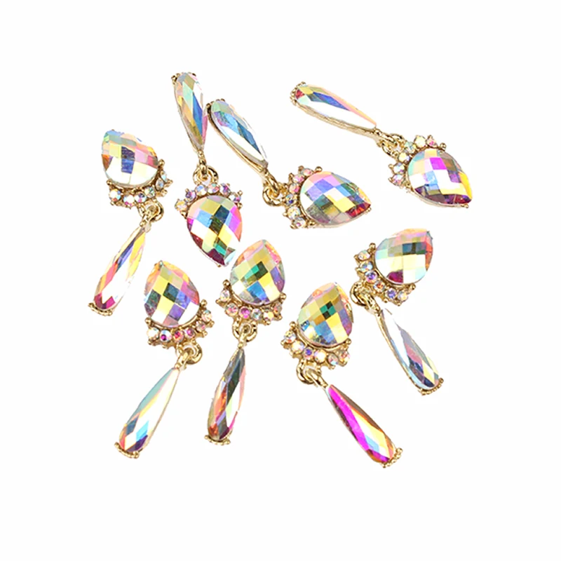 10 Pcs/lot Gold Heart Wing Pendant Design Diy Studs For Charms Strass Nails Art Alloy Metal AB Rhinestones 3D Decor Nail | Дом и сад