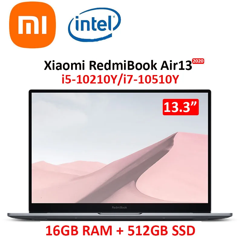 Xiaomi laptop13.3 inch Intel core 10th gen CPU 16GB RAM 512GB SATA SSD Redmibook air 13 laptop 2K notebook