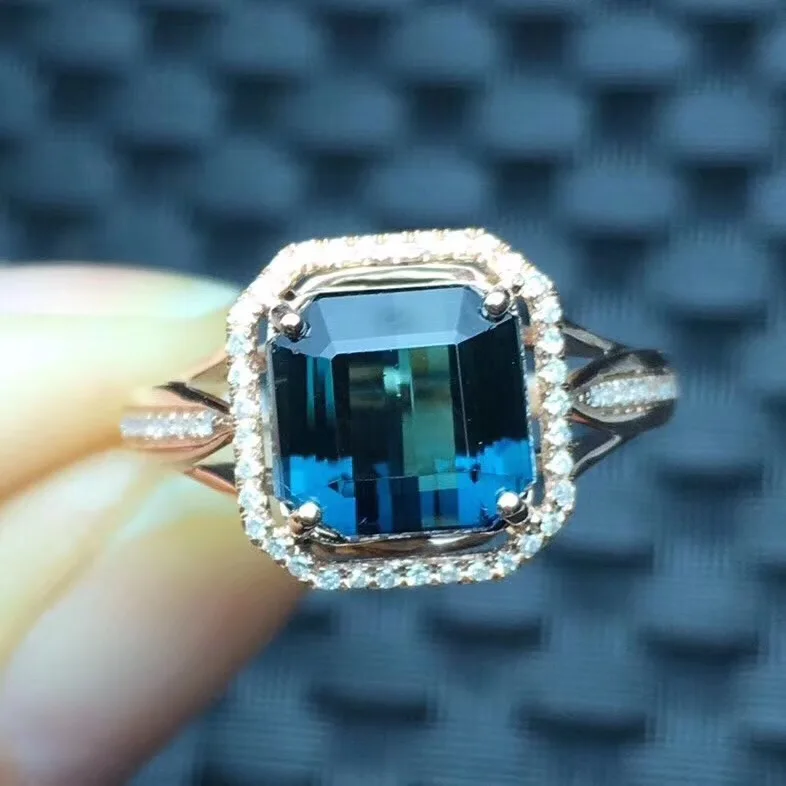 Хорошее ювелирное изделие настоящее чистое золото 18 К 100% натуральный Синий