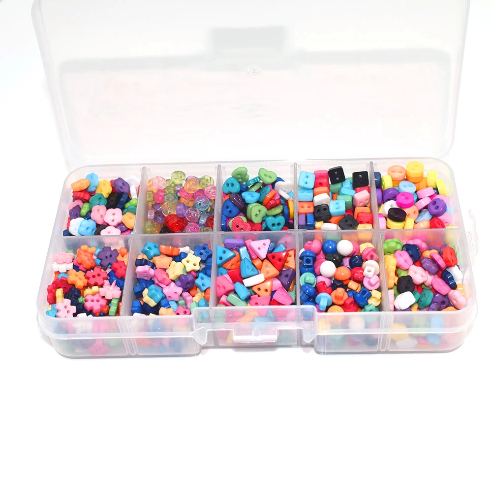 1000 шт полимерные пуговицы с коробкой яркие цвета Мультяшные Детские для шитья