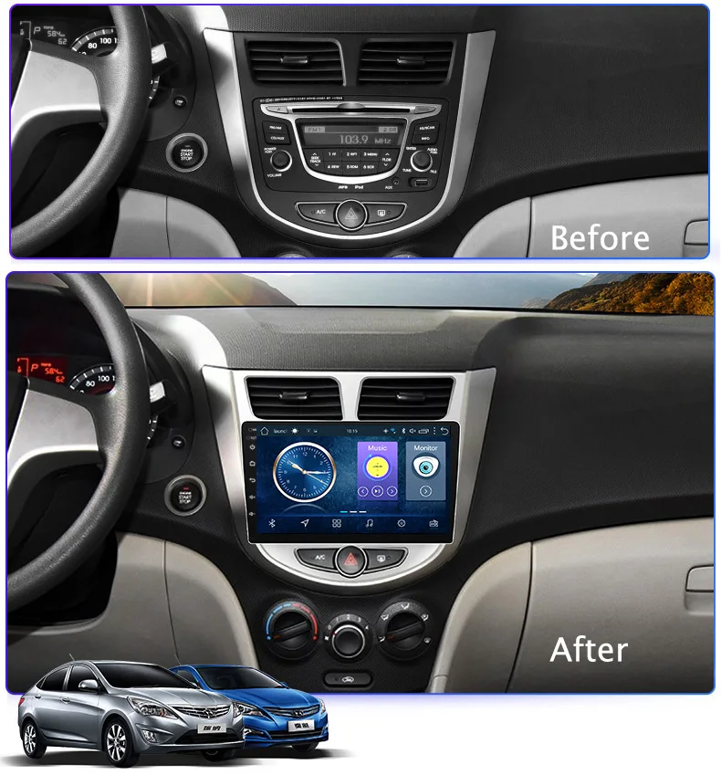 Горячая Распродажа 9 дюймов Android 8 1 автомобильный Dvd Gps плеер для Hyundai accent/Verna 2012 2017
