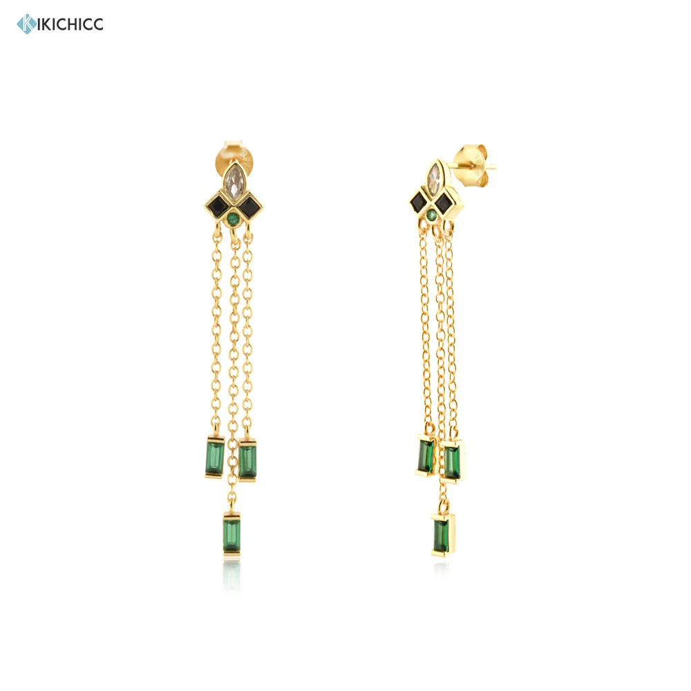 

Серьги-подвески KIKICHICC из серебра 925 пробы, золотые, белые, зеленые, черные, на длинной цепочке, женские классические ювелирные изделия, серьги...