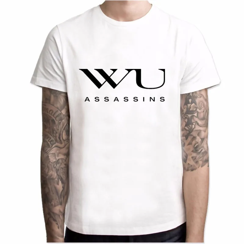 Мужская футболка из 100% хлопка с круглым вырезом WU Assassins пистолет Нож принтом hanukka