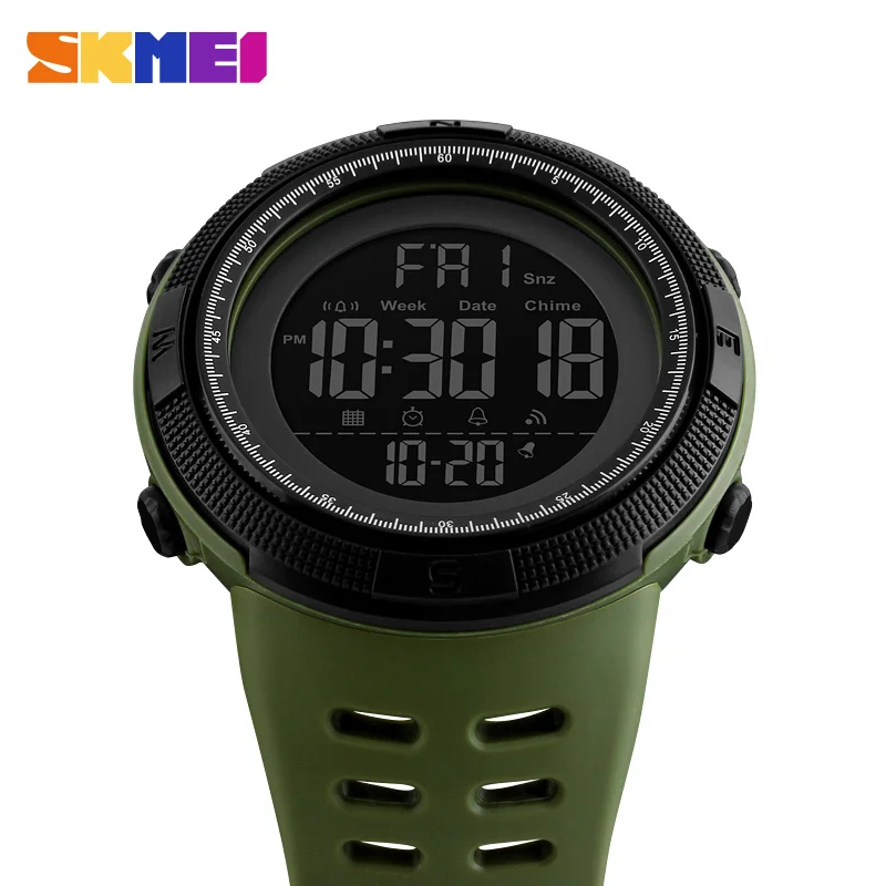 SKMEI 1251 кварцевые цифровые мужские часы светодиодный дисплей спортивные