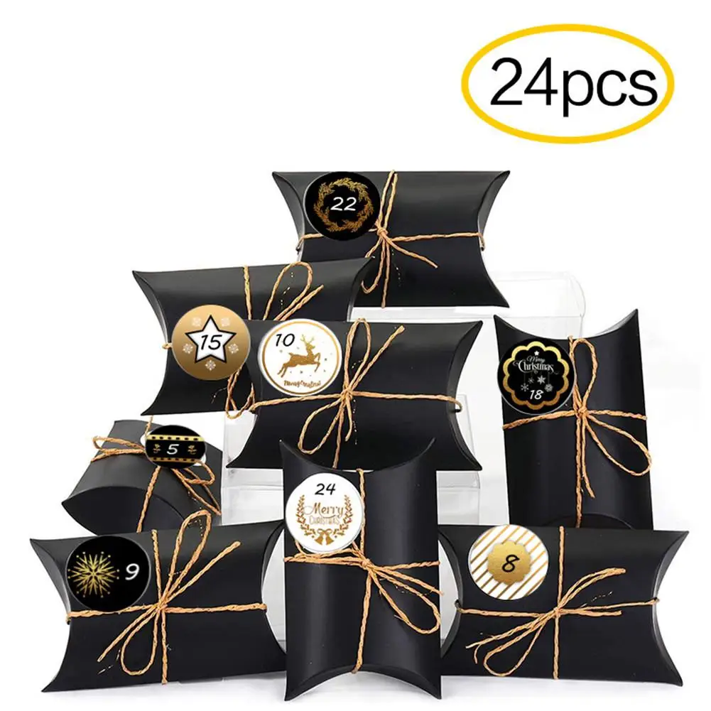 

24 шт./компл. Рождественская подарочная упаковочная коробка с обратным отсчетом и этикеткой 7x4 см, контейнер «сделай сам», коробка для конфет,...