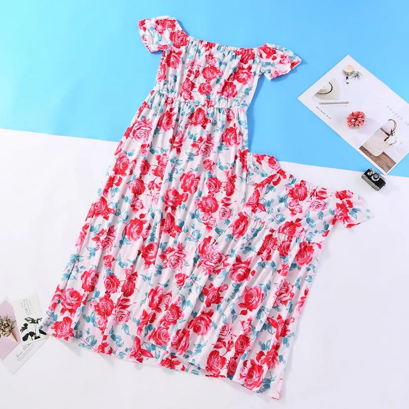 

Family Matching Outfits Mother Daughter Floral Dress Summer Sleeveless Chiffon Beach Dresses Mommy and Me Clothes Ropa Bebe
