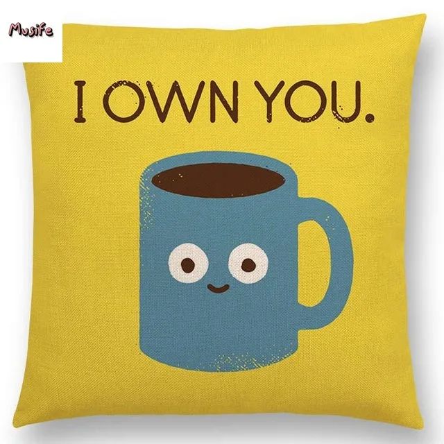 

Linen Cartoon Phrase Cushion Set Happy Day Beer Bread Boomerang Rainbow Home Bedroom Hotel Car Seat Decoration 45x45cm