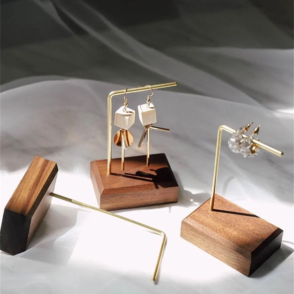 Черный грецкий орех цельный деревянный блок серьги висячий крючок подставка