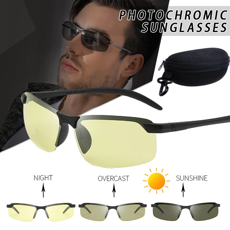 

Men Photochromic Sunglasses with Polarized Lens Storage Box for Driving Fishing Outdoor A7