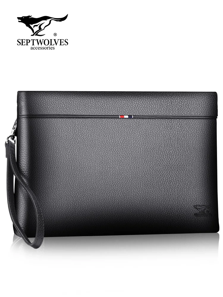 Envelope Package Men's Genuine Leather Clutch Bag  Handbag  Layer Cowhide Men's Bag Clutch Business Bag