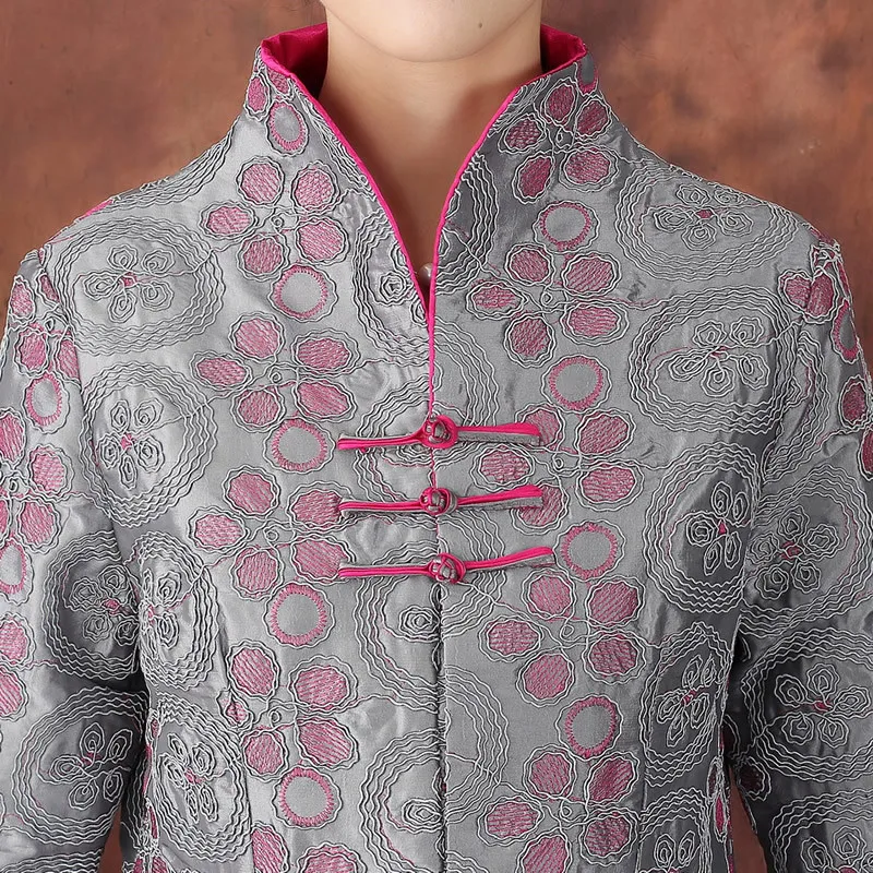 

fashion coat Chinese-style improved mother Tang suit windbreaker middle-aged ladies long temperament national style