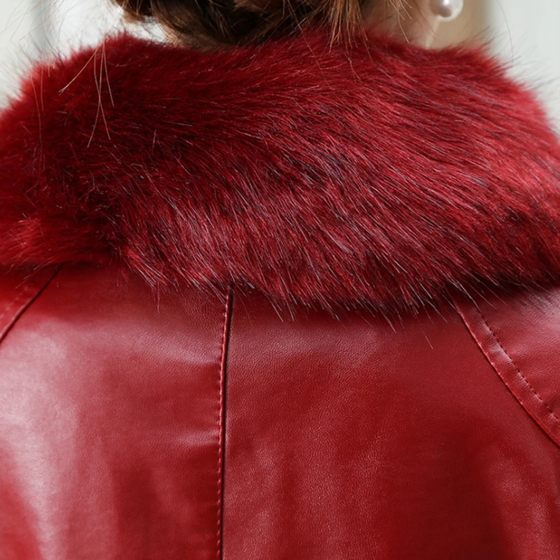 

Women Winter Short PU Faux Leather Jackets With Fur Collar Long Sleeve L6011209