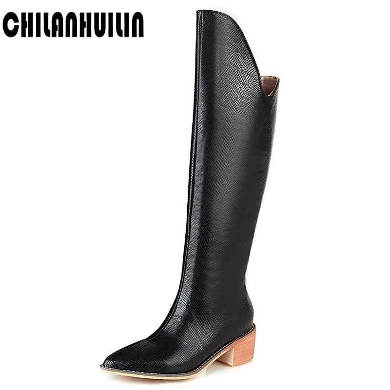 

cowgirls boots knee high boots for women quality print microfiber leather autumn winter high heels black fashion knight boots