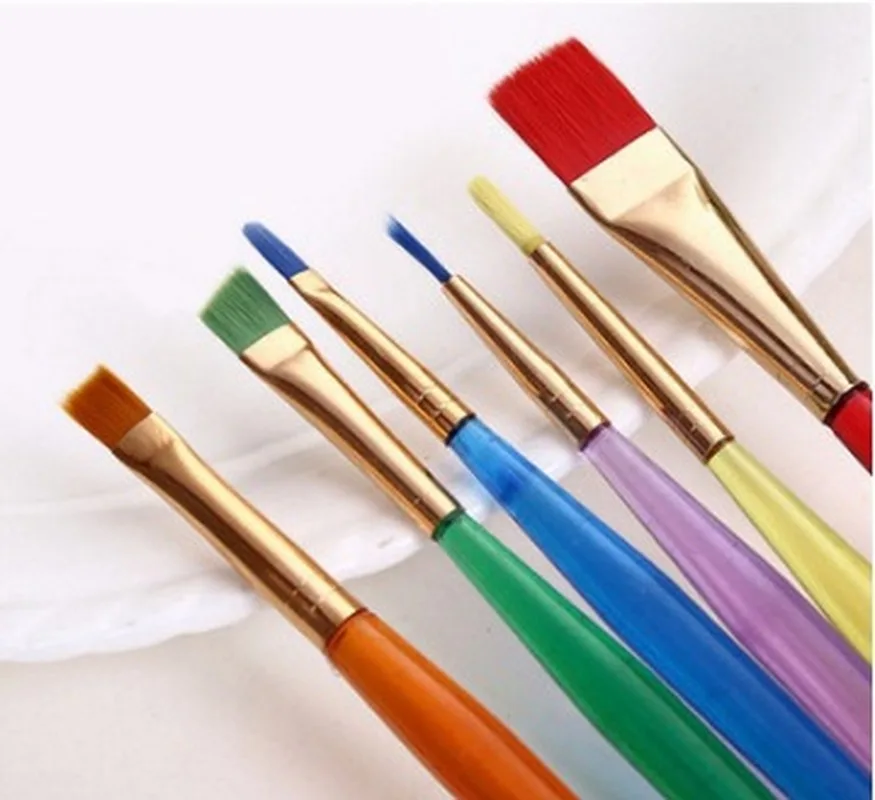 Набор детских кистей пластиковые стержни карамельных цветов акварельные ручки