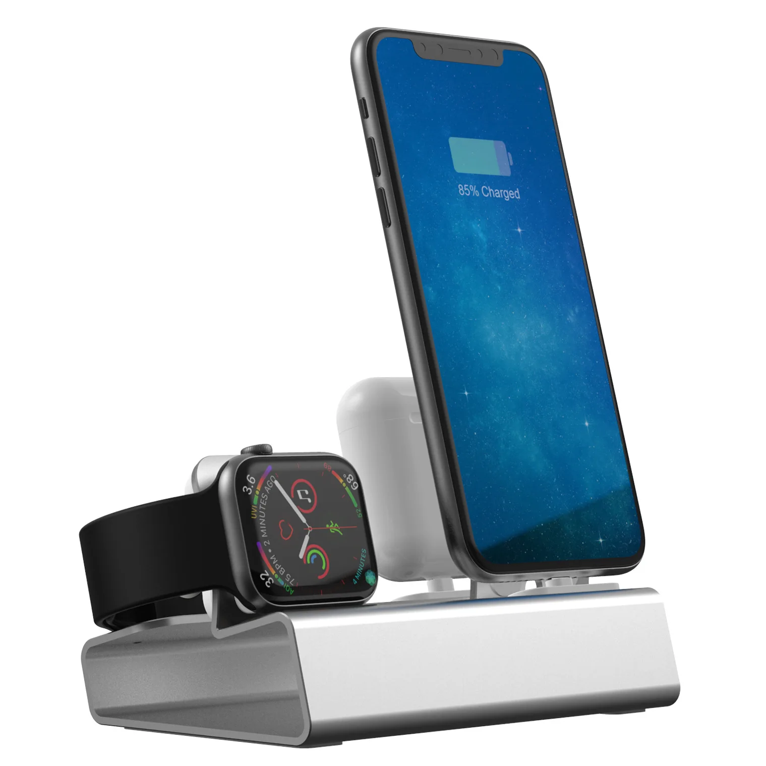 

Aluminum Alloy 3 in 1 Charging Dock Holder for iPhone Airpods Apple Watch Charger Station three-in-one charging bracket
