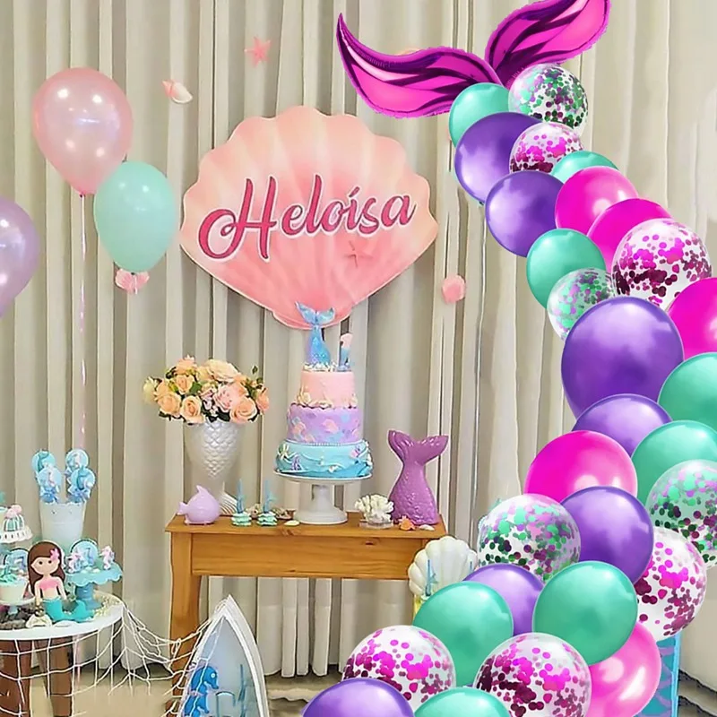 FENGRISE 44 шт./компл. воздушный шар маленькая Русалка тематическая вечерние Декор