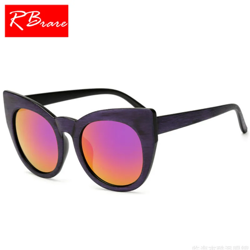 RBRARE имитация дерева солнцезащитные очки для женщин кошачий глаз яркие цвета UV400