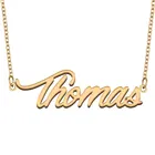 Ожерелье с именем Thomas для женщин, ювелирные изделия из нержавеющей стали с покрытием из 18-каратного золота, кулон-табличка с именем Femme, подарок для матери, девушки