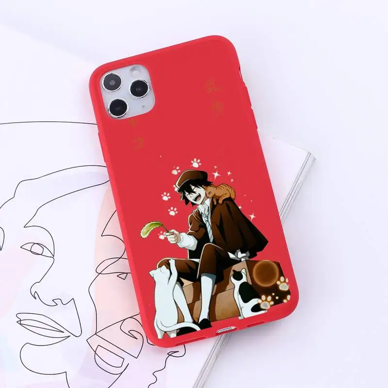 

Japan anime bungou stray Phone Case Red Candy Color for iPhone 6 7 8 11 12 s mini pro X XS XR MAX Plus