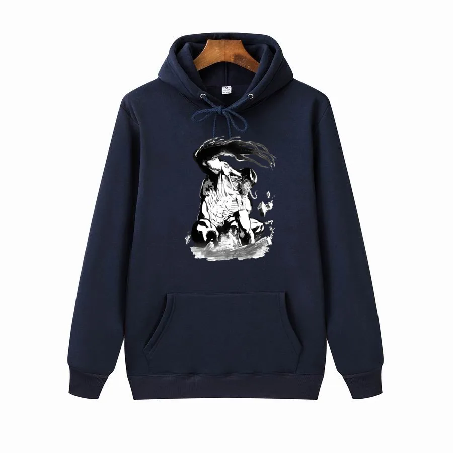 Толстовка мужская зимняя однотонная с длинным рукавом и капюшоном|Мужские