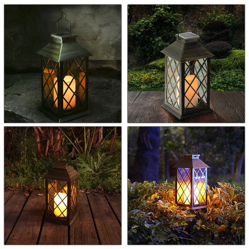 

Solar Lantern, LED Solar Lights Outdoor, 2 Pack Hanging Lantern Powered Waterproof Flickering Flameless Candle Light