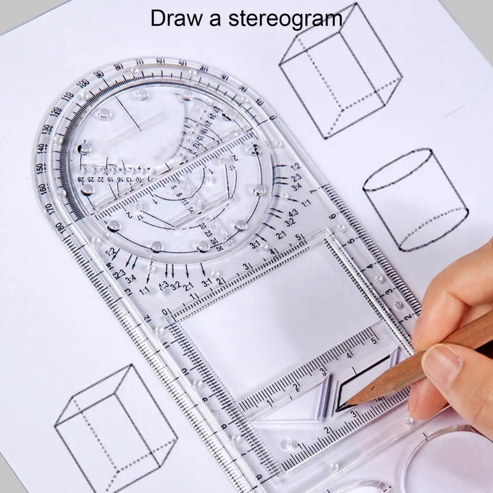 

Multi-Functional Measuring Ruler Transparent Plastic Straight Ruler Professional Sketching Drawing Rulers Geometric Scale Ruler