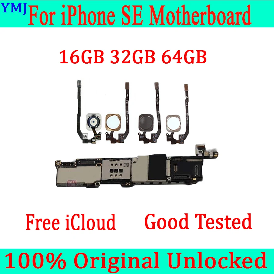 Для iphone 5SE SE оригинальная разблокированная материнская плата с/без Touch ID Clean iCloud для iphone 5SE SE материнская плата 16 ГБ 32 ГБ 64 ГБ