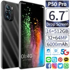 Новинка 2021, модный телефон, телефон Huawei P50 Pro16GB + 512 ГБ, большая память, три слота для карт, телефон Xiaomi Samsung