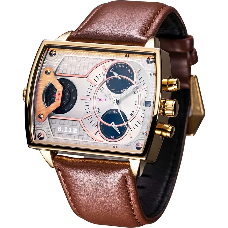 Часы мужские кварцевые спортивные водонепроницаемые с ремешком из натуральной