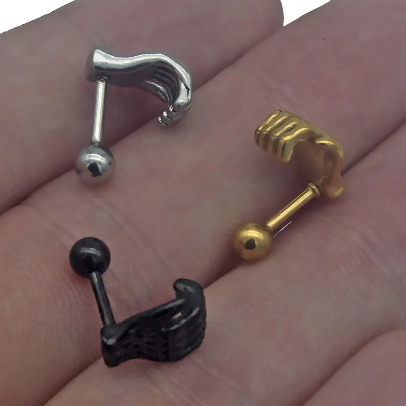 Серьги-гвоздики из нержавеющей стали черного/золотого/серебряного цвета для