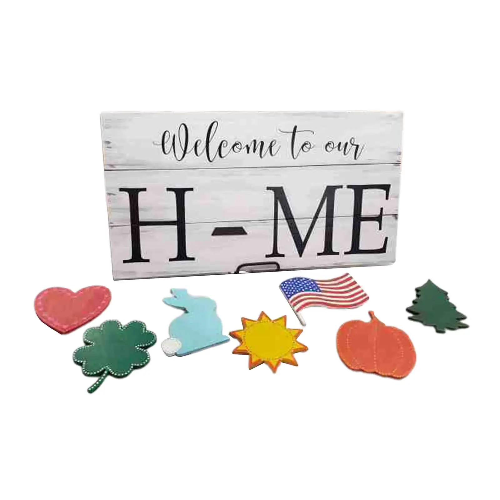 Family Sign Wooden Decoration Family Sign Welcome to Our Home with 7 Interchangeable Pieces Home Decoration Wooden Wall Plaque