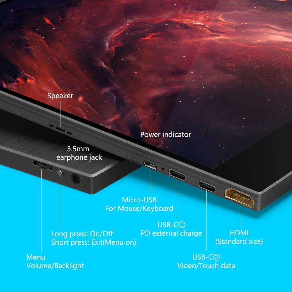 Портативный сенсорный экран VESA 15 6 дюйма 4K для смартфона Switch PS4 ноутбук XBOX HDR10 HDMI USB